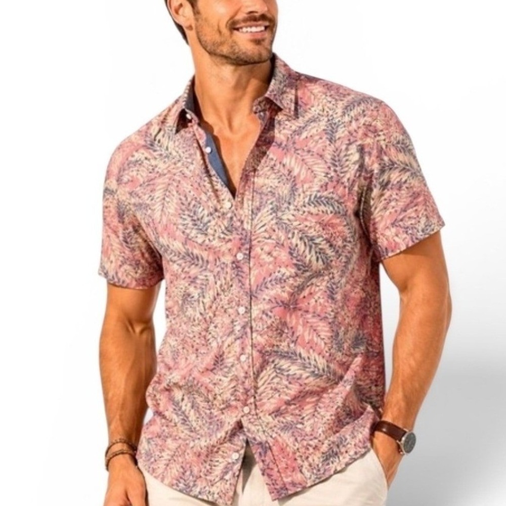 Jachs NY Men's Tropical Leaf 2XL Button Down Shirt Resortwear